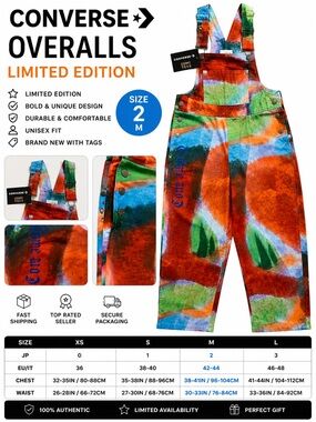CONVERSE OVERALLS Adult Limited Edition unisex men sizing medium
